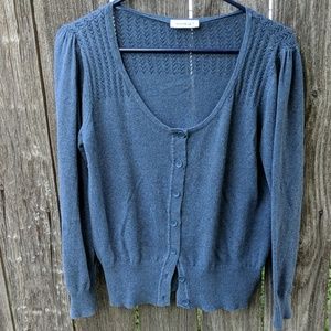 Yessica L Cropped Cardigan Long Sleeve Blue